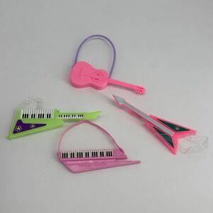 VTG Mattel Barbie Doll Musical Instrument Guitar Lot Pink Keytar Keyboard 80s 90